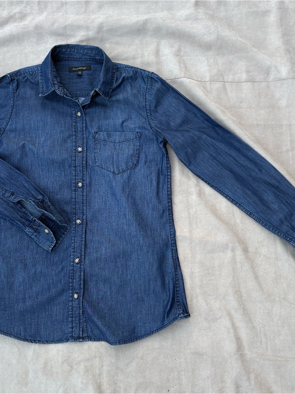 H&M Classic Men Women Throw Indigo Light Denim Shirt Jacket - Long Sleeve - XS